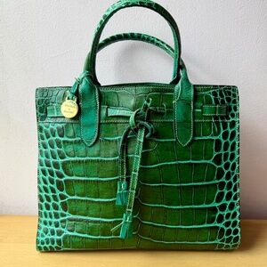 DOONEY & BOURKE VINTAGE GREEN CROC EMBOSSED LEATHER HANDBAG PRISTINE CONDITION